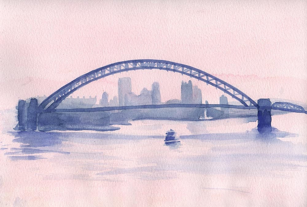 Misty River Morning, Original Watercolor