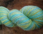 Self-striping Yoga - Handdyed sock yarn - lime turquoise blue