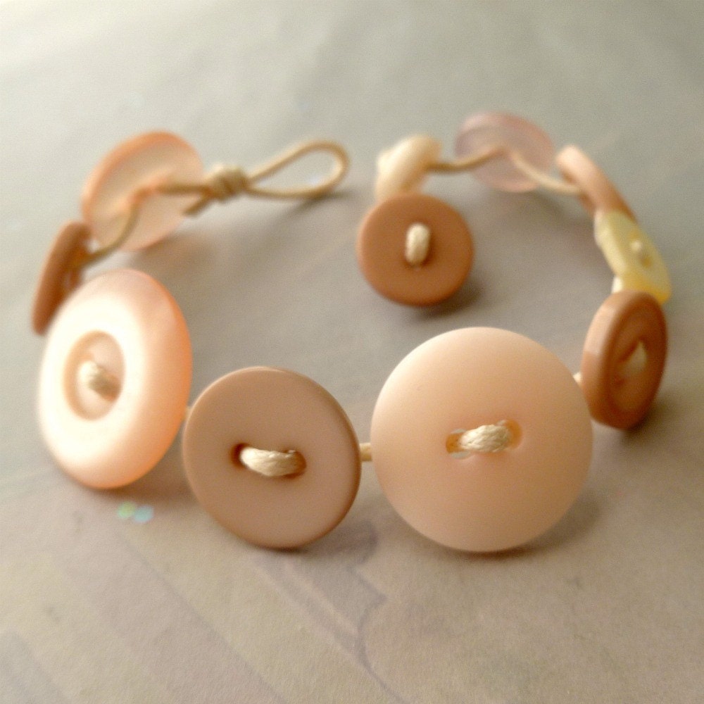 Vintage Button Bracelet Blush Pink