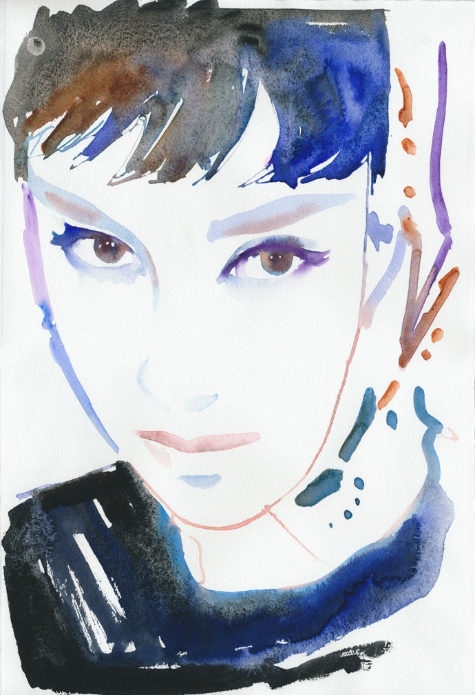 Watercolour Fashion Illustration Print - Audrey  8.5" x 11"