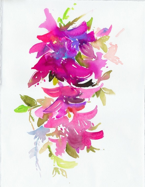 Watercolor Illustration - garden series - Bougainvillea impressions