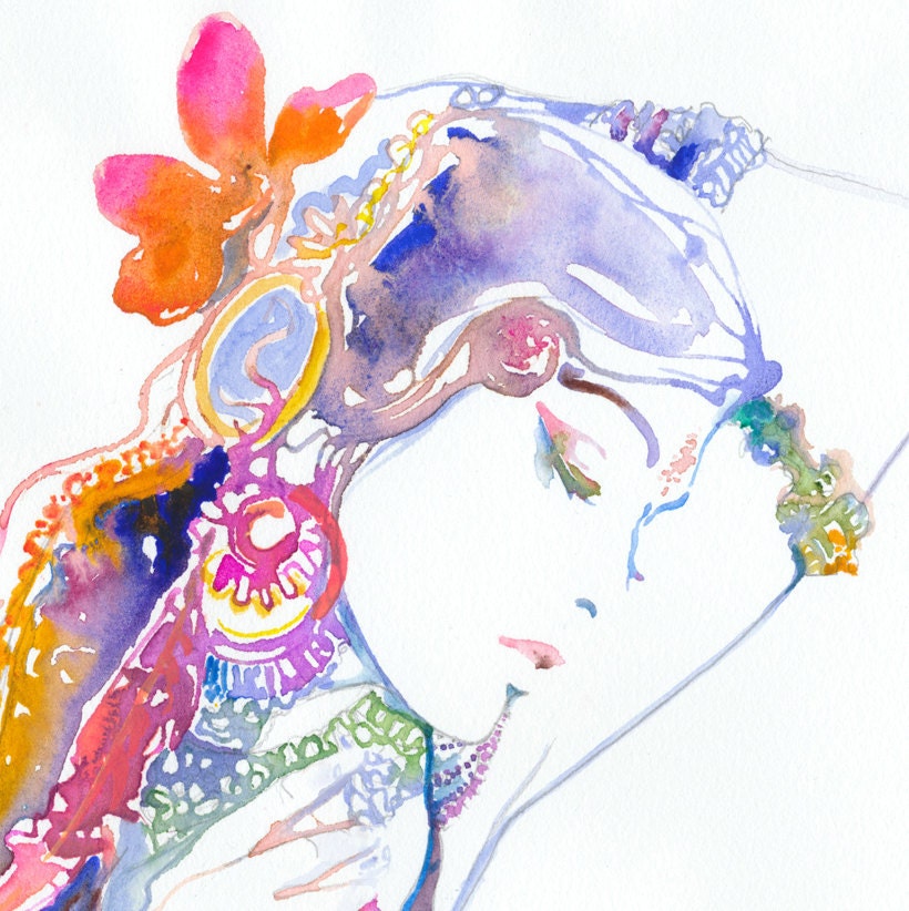 Fashion Print of Watercolor Painting, Fashion Illustration. Titled - Indianink 7