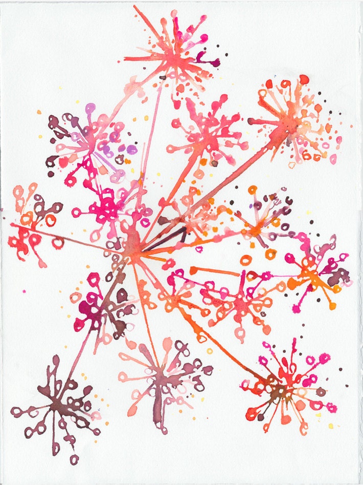 Watercolor Illustration - garden series - anise in orange