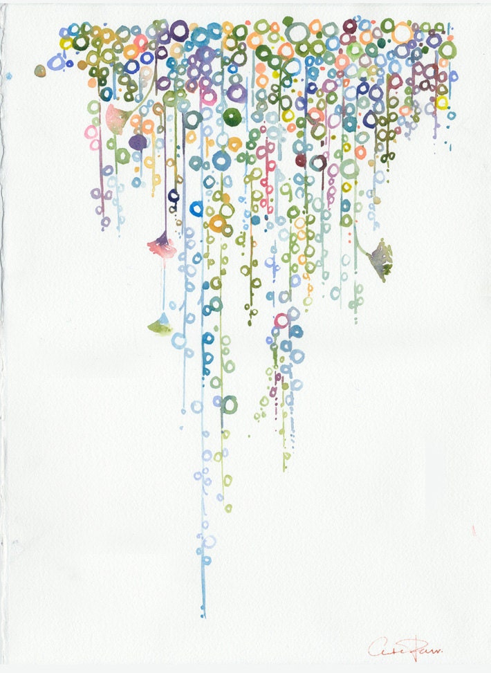 Watercolor painting, illustration - cactus string of pearls  - Garden Series