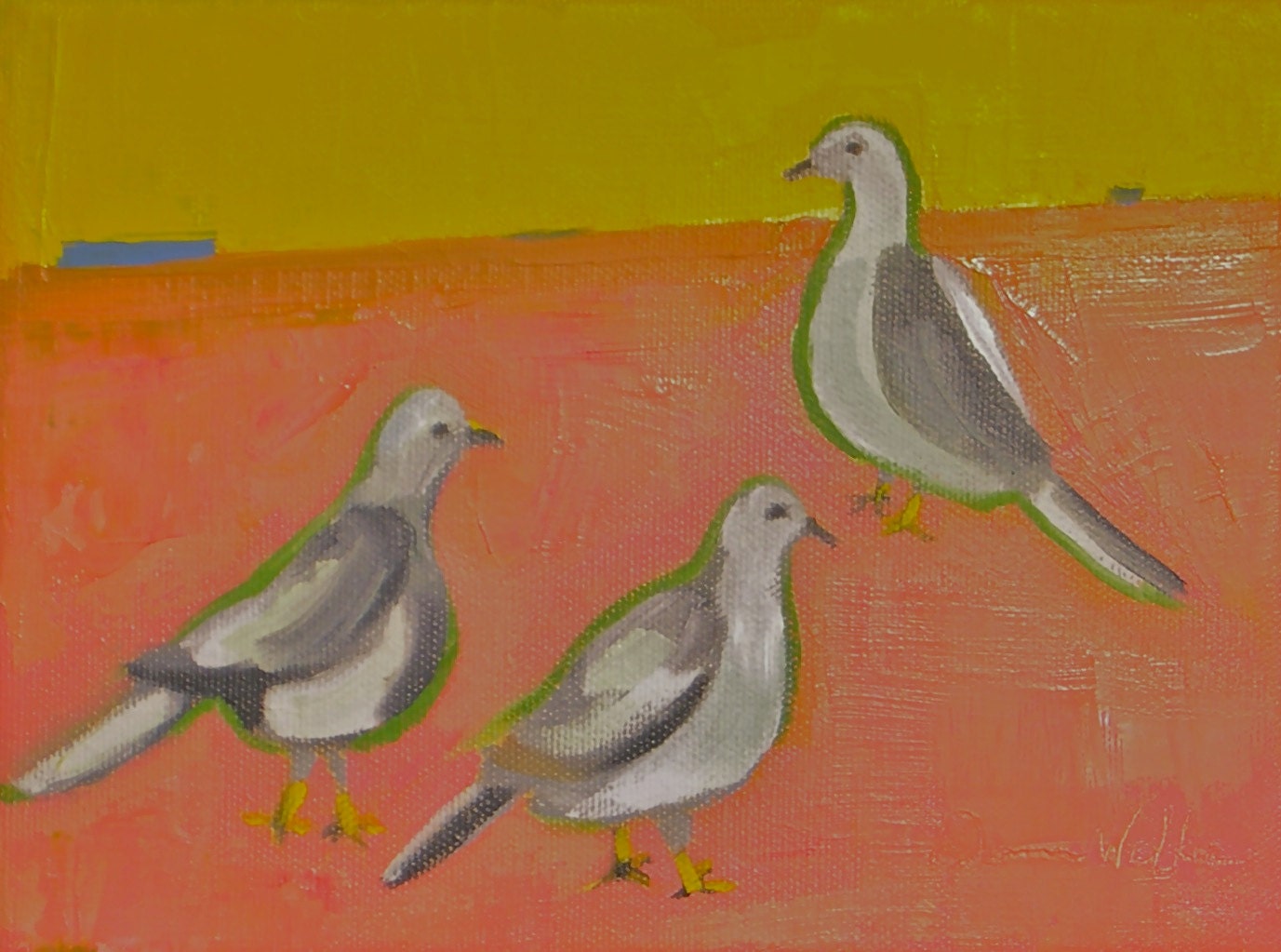 Dove Gray- 6x8 Original Oil Painting on Canvas- Birds