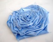 Baby blue Fabric Flower Rose Shabby chic Frayed  hairpin or corsage pin brooch