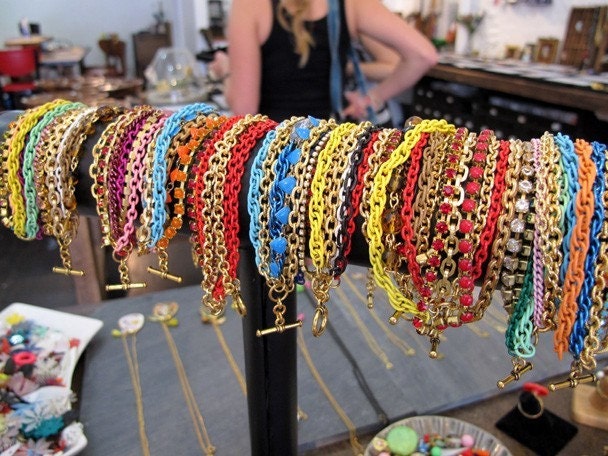 Customized Enamel Chain and Swarovski Crystal Bracelets - You choose the colors -
