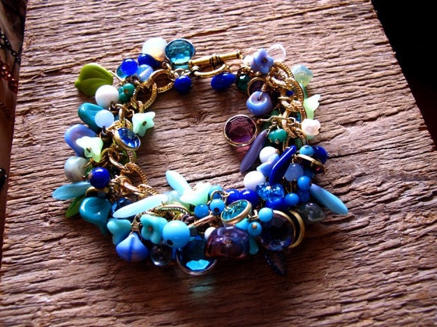 Lush Garden Bracelet - blue and green -
