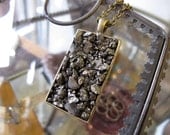 Pyrite, a Fools Gold -  Rectangle - Necklace