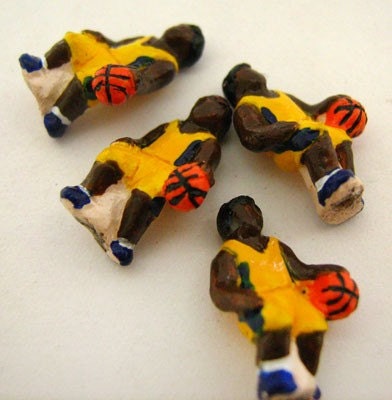 4 Tiny Basketball Player Beads - CB803