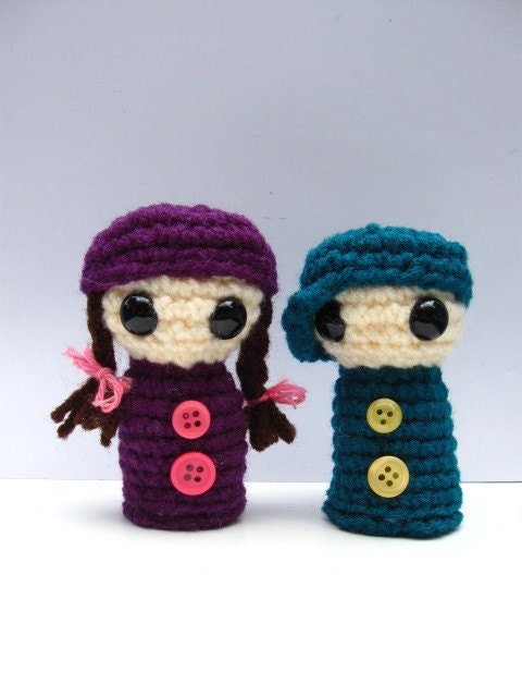 Little Girl and Boy Doll Couple crocheted