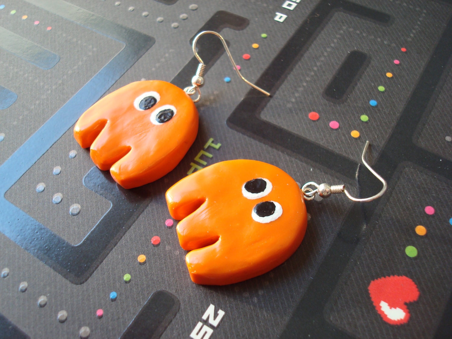 Pac Man Earrings:  Clyde the Ghost