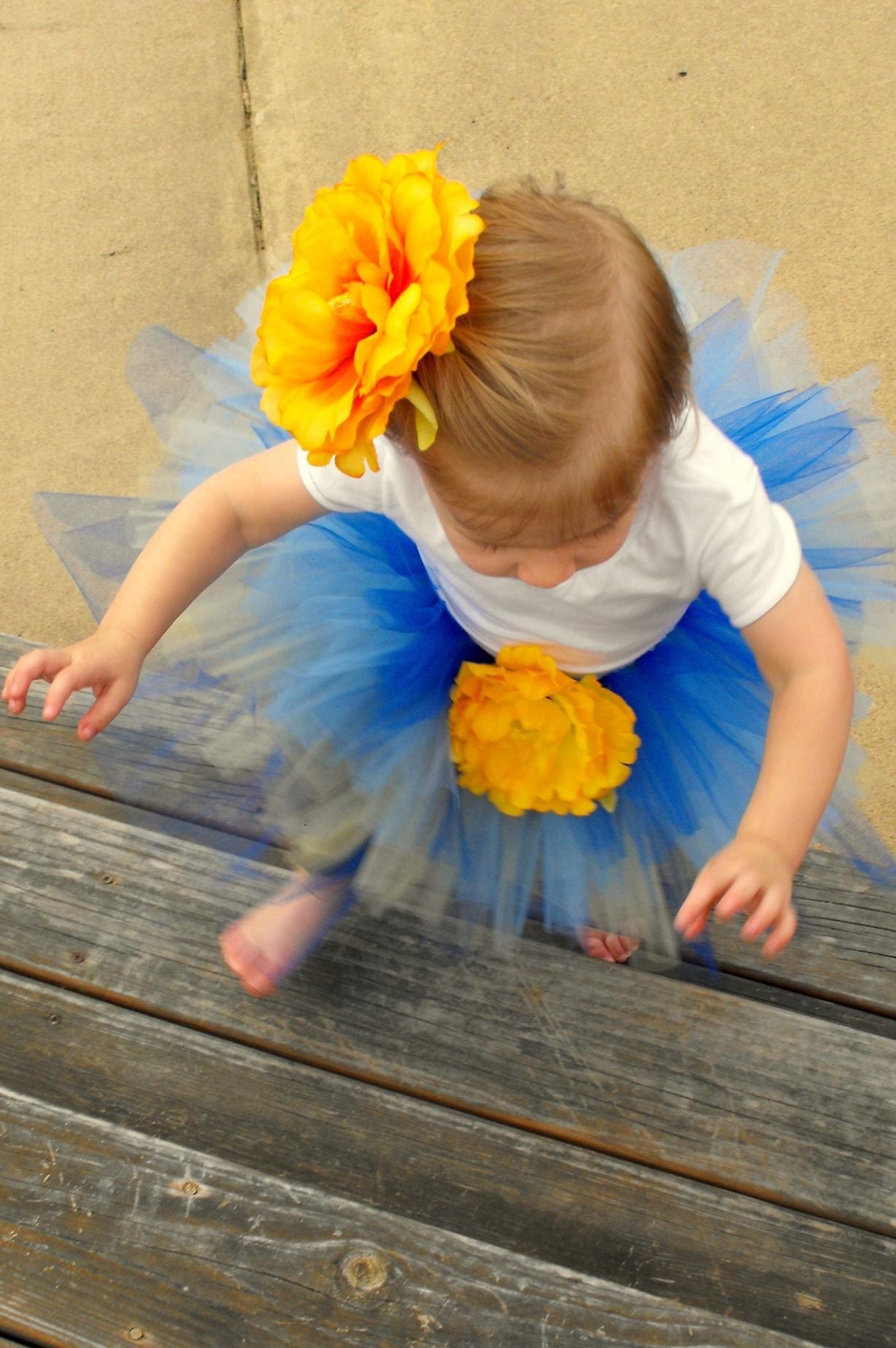 Tutu- Morning Glory  Blue Great for Photo Shoots, Birthdays, Dance Performances, Parties and Dress Up Fun. (Sizes newborn to 5T)