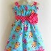 Aqua owls Dress... Halter or straps...You Choose Size