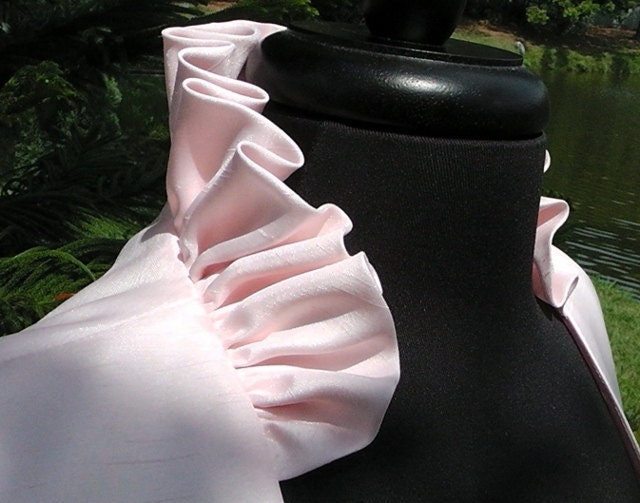 Sleeveless Jacket Bolero - Shantung Pastel Petal Pink Ruffled Jacket - Handmade