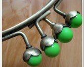 6 inch antiqued bronze light green  fruit beads light green  bubble half round purse frame