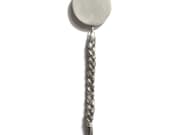 Cast Sterling Silver Plait of Human Hair on Disk on Chain