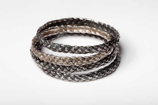 Sterling Silver Cast Human Hair Bangle