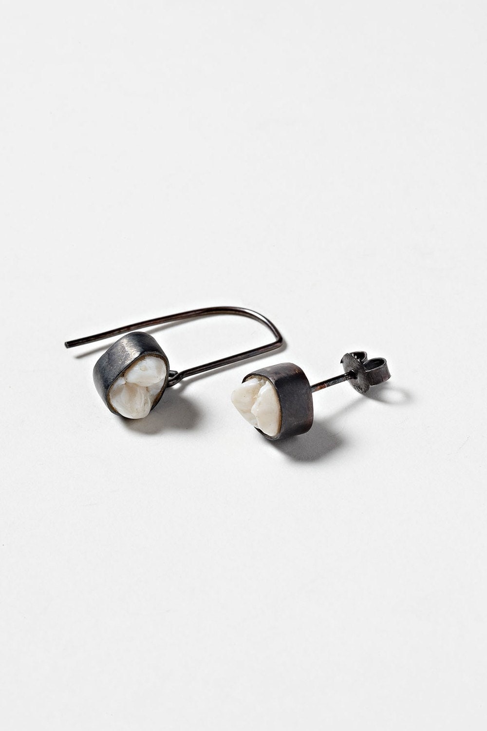 Human Tooth and Sterling Silver Stud Earrings