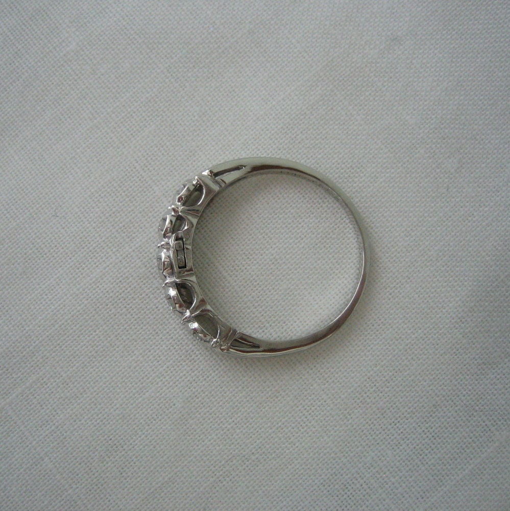 Vintage 1940s White Gold. Diamond. Engagement Ring. Wedding Band. Ships from US. Addy on Etsy.