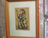Vintage Hummel print, little hiker, framed children's art