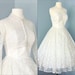 Vintage Tea Length Wedding Dress...Beautiful Creamy White 1950s Lace Tea Length Wedding Dress with Cropped Jacket XS