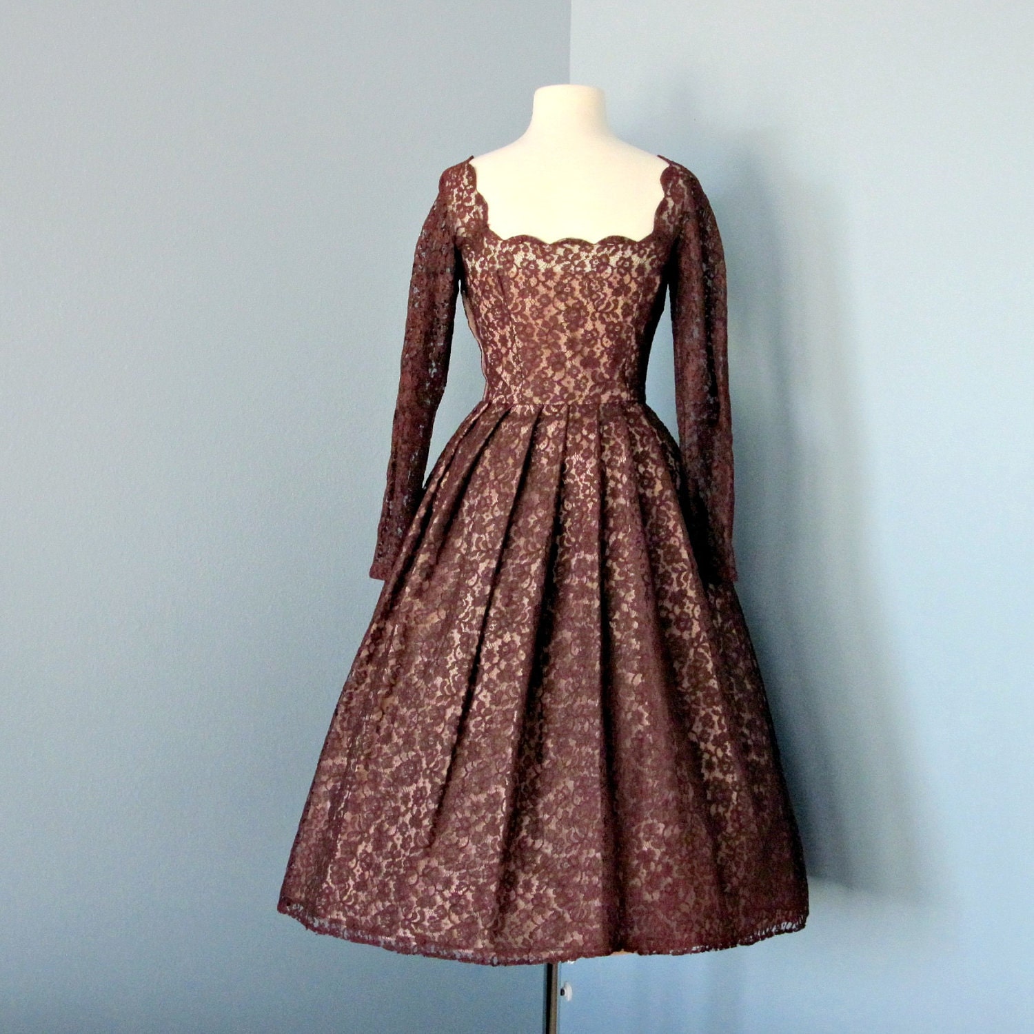 brown lace dress