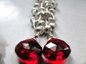 Jewelry Earrings, Gemstone Earrings, Red and Silver, Red Quartz Gemstone Earrings, Gift for Her, Accessories, Christmas