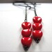 Valentines Day - Dangle Earrings, Red Glass Heart Earrings, Gift for Her, Sexy