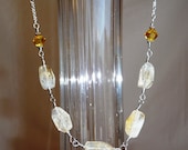 Bright Natural Citrine Crystals with Sunflower Swarovski Crystals Beautiful Necklace