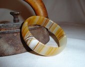 Fabulous Golden Creme, Creme, Ivory, Caramel and Topaz Agate Crystal Bangle Bracelet