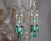 Rich Striated Green Agate Multiple Dangle Beautiful Earrings