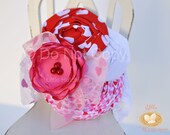 Hearts, red, pink, flower,  headband, hair clip for babies, toddlers, little girls, photo prop, photography weddings