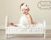 Weddings baptisms Christening, bridal, flower girls, white cream flower hairband headband hair clip girls infants toddlers baby