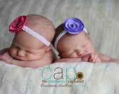 Pink lavender flower hairband headband hair clip girls infants toddlers baby
