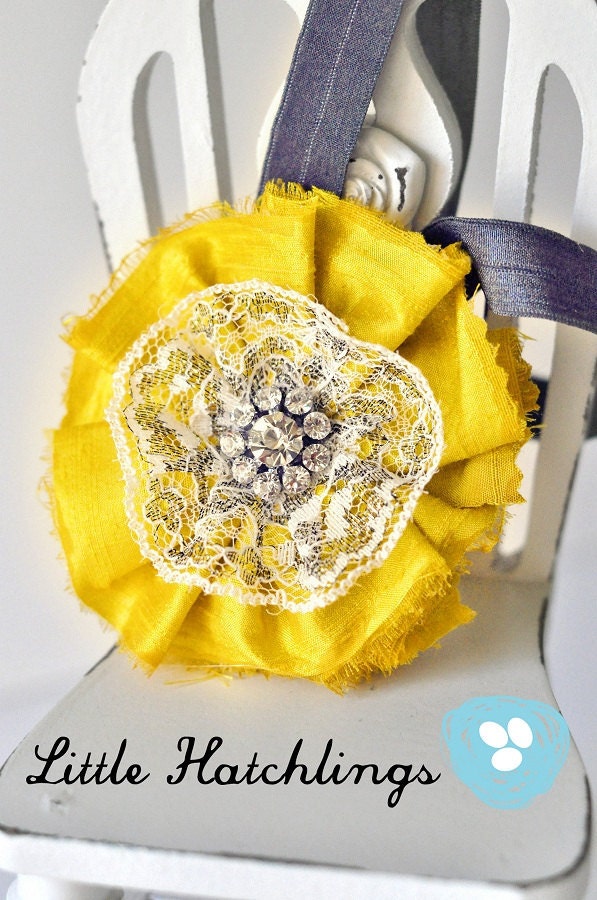 yellow, gray, flower headband, hair clip, hair accessories for babies, toddlers, little girls, photo props, photography, wedding