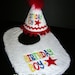 BIRTHDAY BOY Bib and Hat Set, Embroidered "Birthday Boy" and Star Applique, Ready to Ship