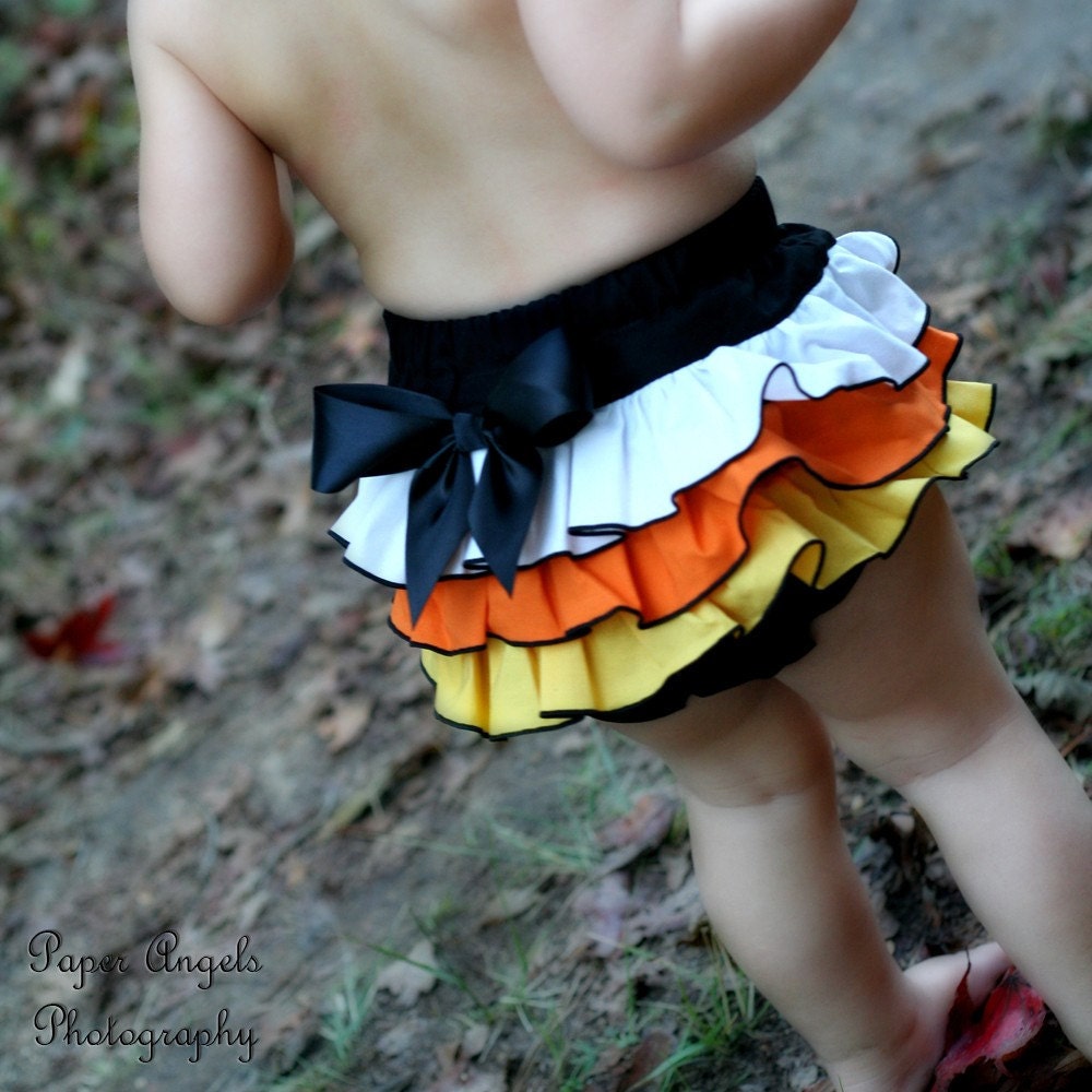 GIRLS Candy Corn FULL Ruffled Bottom Bloomer 2t, 3t, 4t