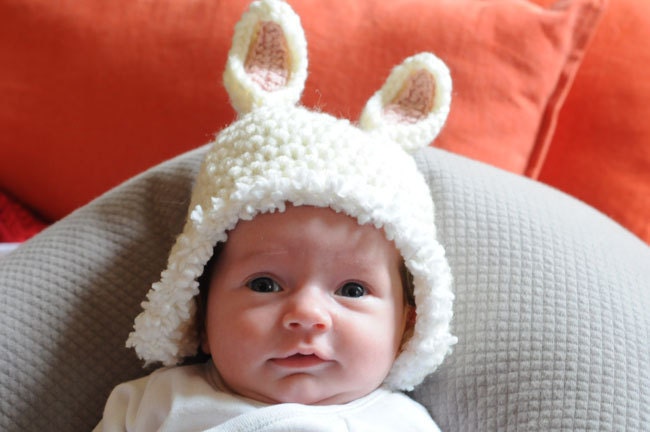 Newborn White Bunny Rabbit Easter  Hat Available size up to 3 Months