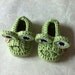 Green Frog Baby Booties Loafer Style with Cute Green Frog Eyes