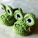 Green Frog Baby Booties Loafer Style with Cute Green Frog Eyes