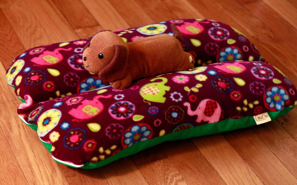 Purple Elephants w/ green Deluxe Bunbed Dog bed for Dachshunds or other small dogs
