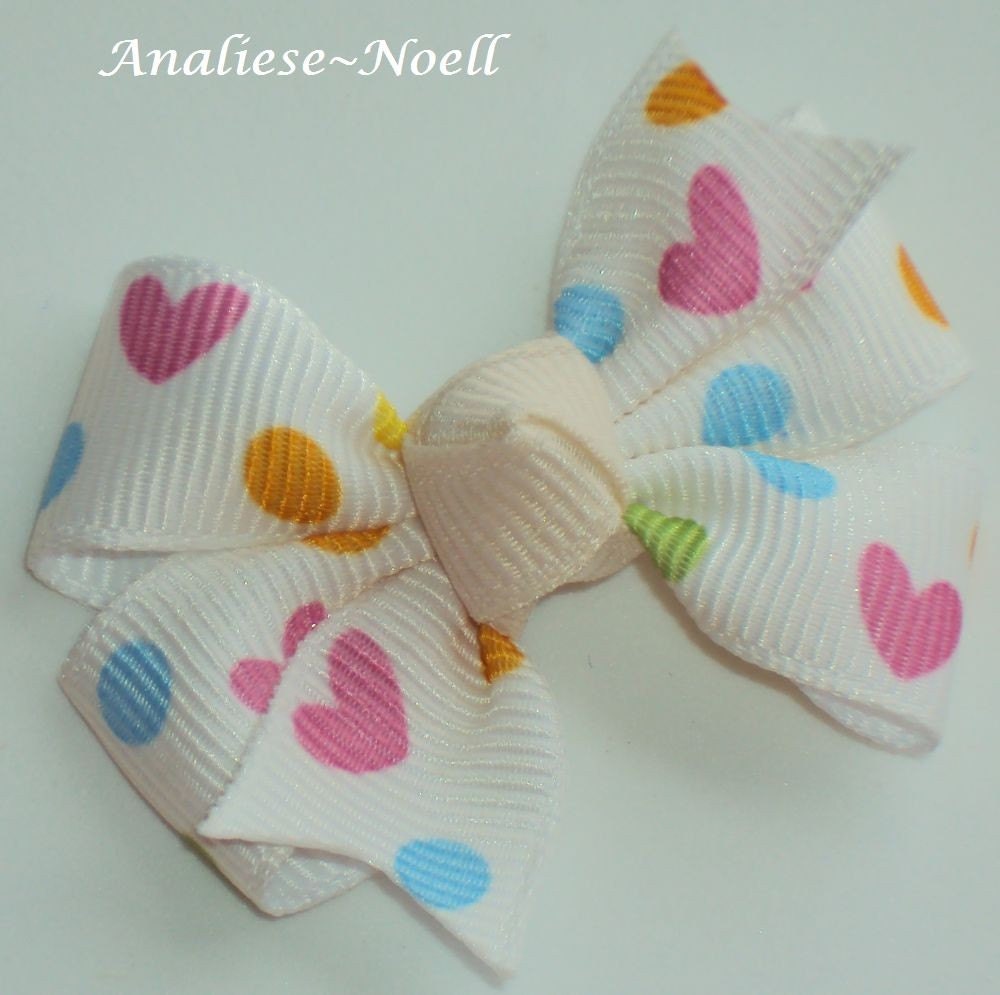 Heart and Dots Pinwheel Bow (Small)