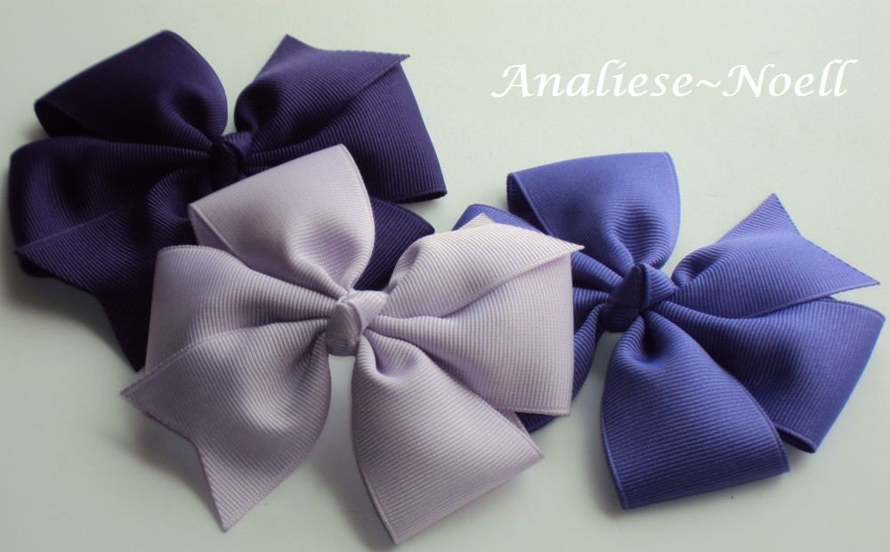 Lavender, Periwinkle, and Deep Purple Pinwheel Bow Set (Large)