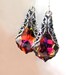 Red Purple Earrings Sterling Silver RARE Swarovski Brandy Amber Purple Crystal Drop Earrings Victorian Filigree