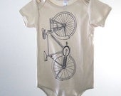 Organic Onesie - Hand Screen Printed American Apparel Baby Onesie - Road Bike (You pick size)