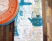 Screen Printed Organic Cotton Kitchen Gadget Flour Sack Tea Towel - Eco Friendly and Awesome Dish Towel