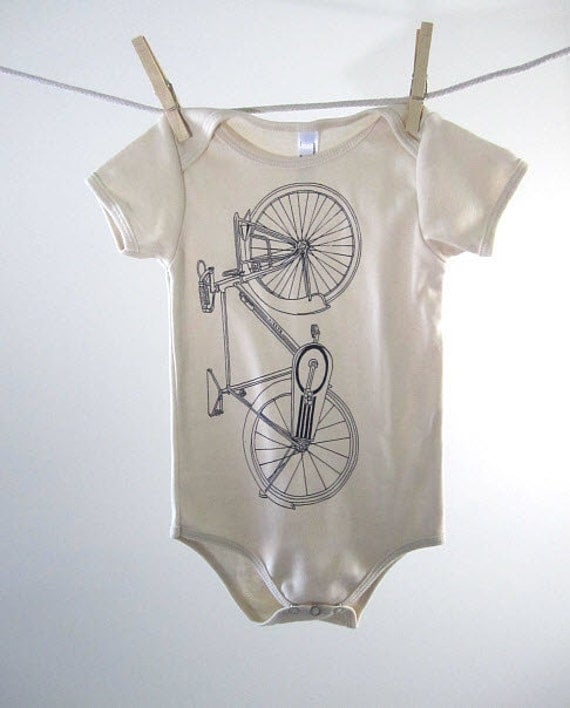 Organic Onesie - Hand Screen Printed American Apparel Baby Onesie - Road Bike (You pick size)