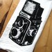 Screen Printed Organic Cotton Flour Sack Tea Towel - Vintage Camera Illustration - Eco Friendly Dish Towel