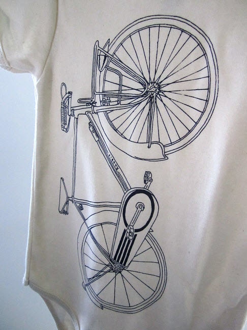 Organic Onesie - Hand Screen Printed American Apparel Baby Onesie - Road Bike (You pick size)